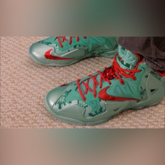 Nike Other - Nike lebron 11 Christmas Men's Sneakers in Green with Red Accents